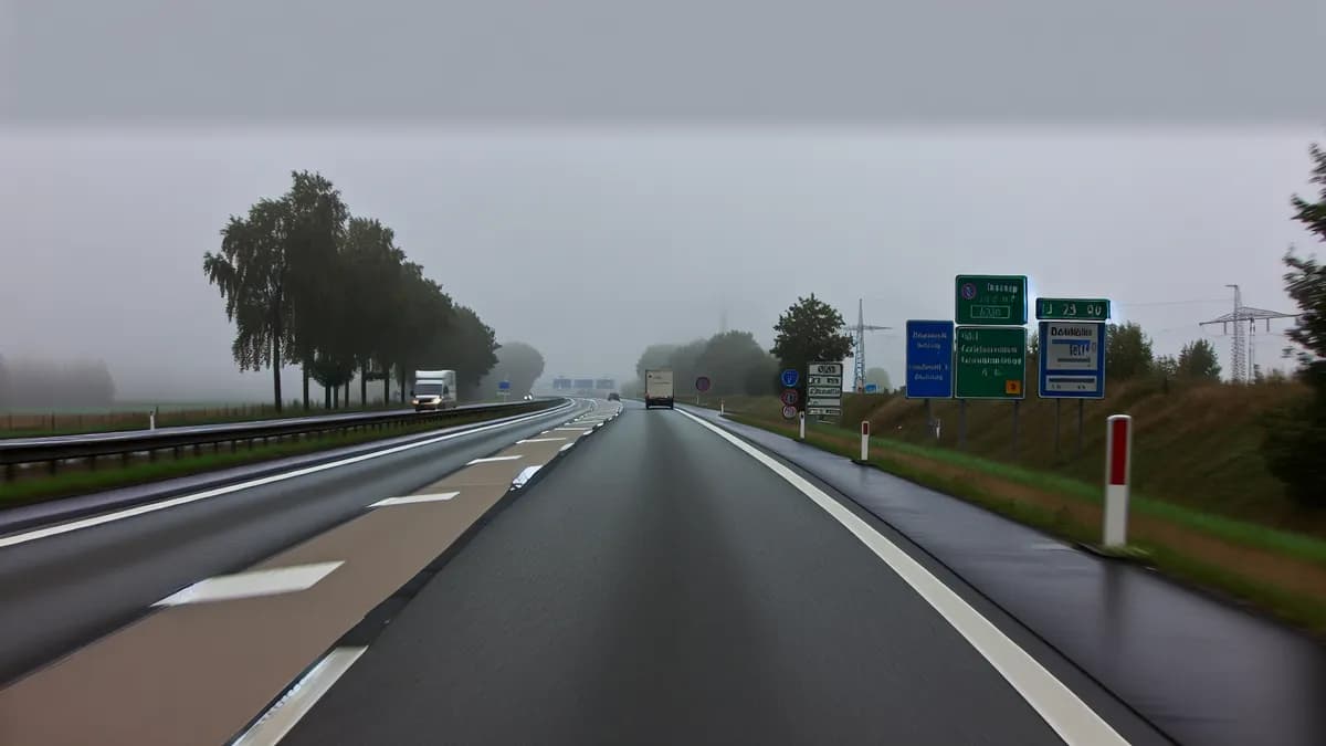 Autobahn Abstandsblitzer Messstelle Abstandsblitzer A8 Leonberg, Eltinger Hang auf der A8 / Fahrtrichtung Karlsruhe