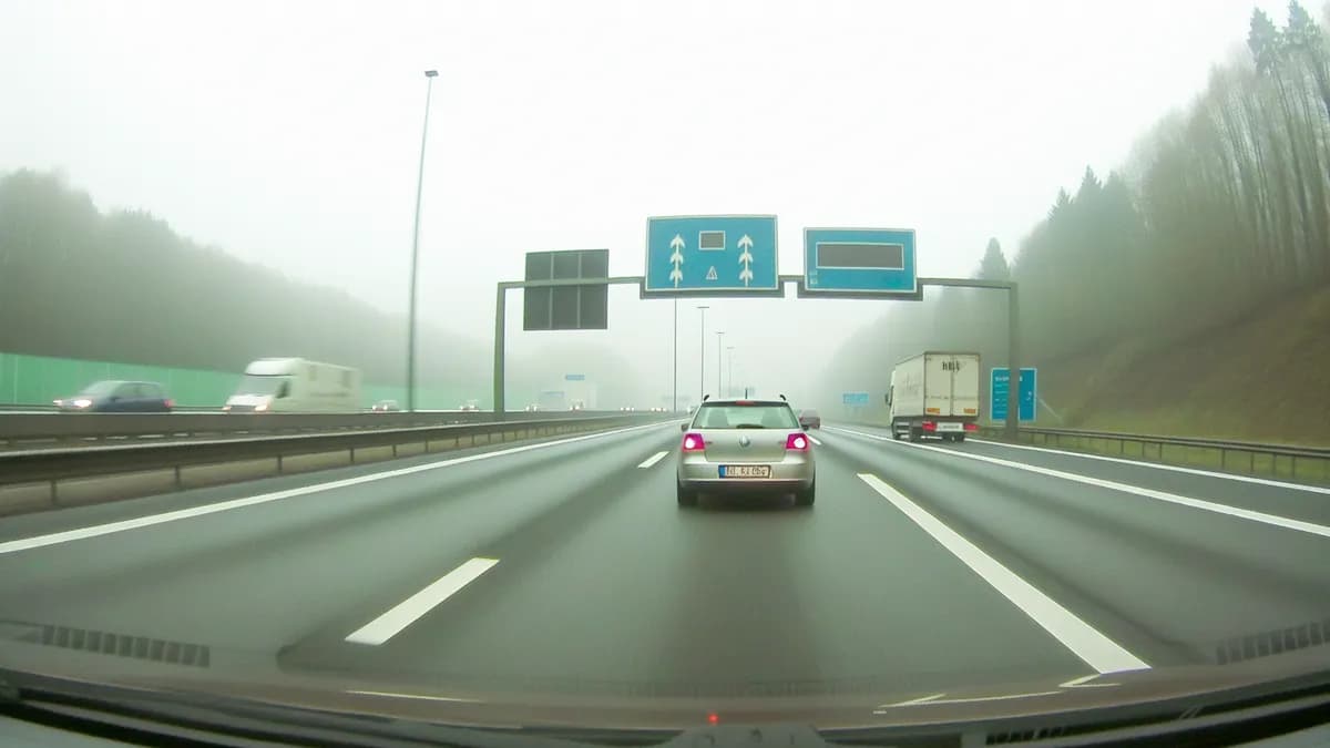 Autobahn Abstandsblitzer Messstelle Abstandsblitzer A5 bei Malsch auf der A5, Fahrtrichtung Frankfurt a.M.