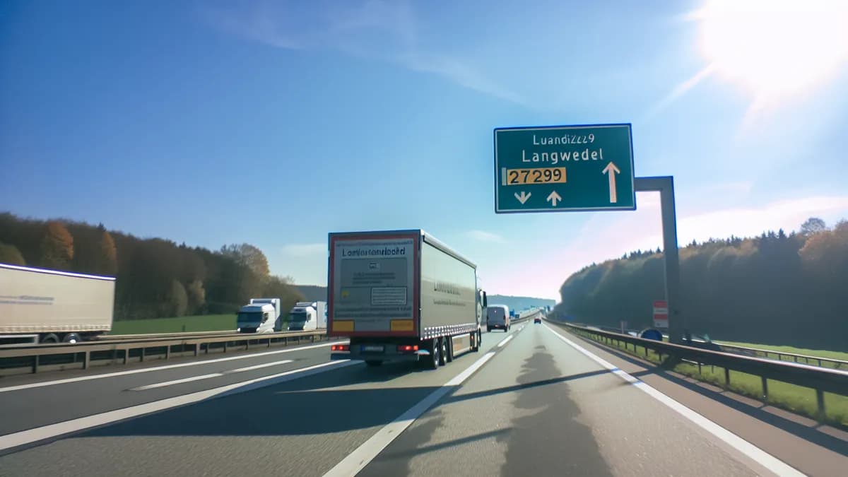 Autobahn Abstandsblitzer Messstelle Abstandsblitzer A27 bei Langwedel / Holtebüttel, km 38.449 auf der A27
