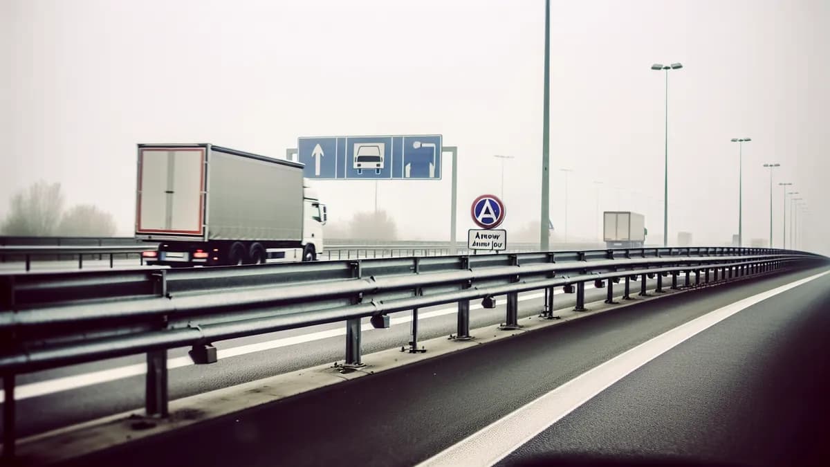 Autobahn Abstandsblitzer Messstelle Abstandsblitzer A96 bei Achberg, km 8,8 in Richtung Memmingen auf der A96, Fahrtrichtung Memmingen
