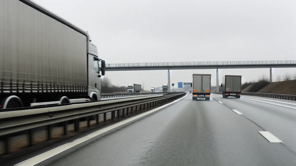 Autobahn Abstandsblitzer Messstelle Blitzer Memmingen, A96, Ri. Lindau, Abschnitt 400, km 1.420 auf der A96 in Fahrtrichtung Lindau