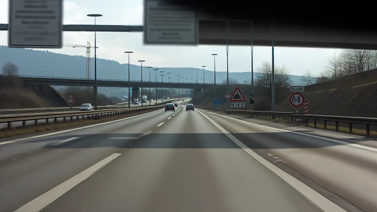 Autobahn Abstandsblitzer Messstelle Blitzer Quirnbach, Gemarkung Quirnbach, BAB 62, Henschtalbrücke, KM 201,025 Fahrtrichtung Pirma auf der BAB 62, Gemarkung Quirnbach, Henschtalbrücke