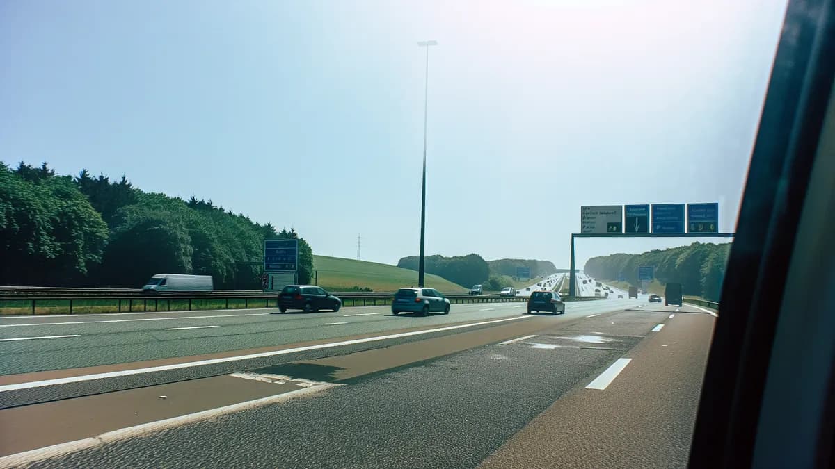 Autobahn Abstandsblitzer Messstelle Abstandsblitzer A2 Bottrop, km 468.525, Richtung Oberhausen auf der A2, Fahrtrichtung Oberhausen