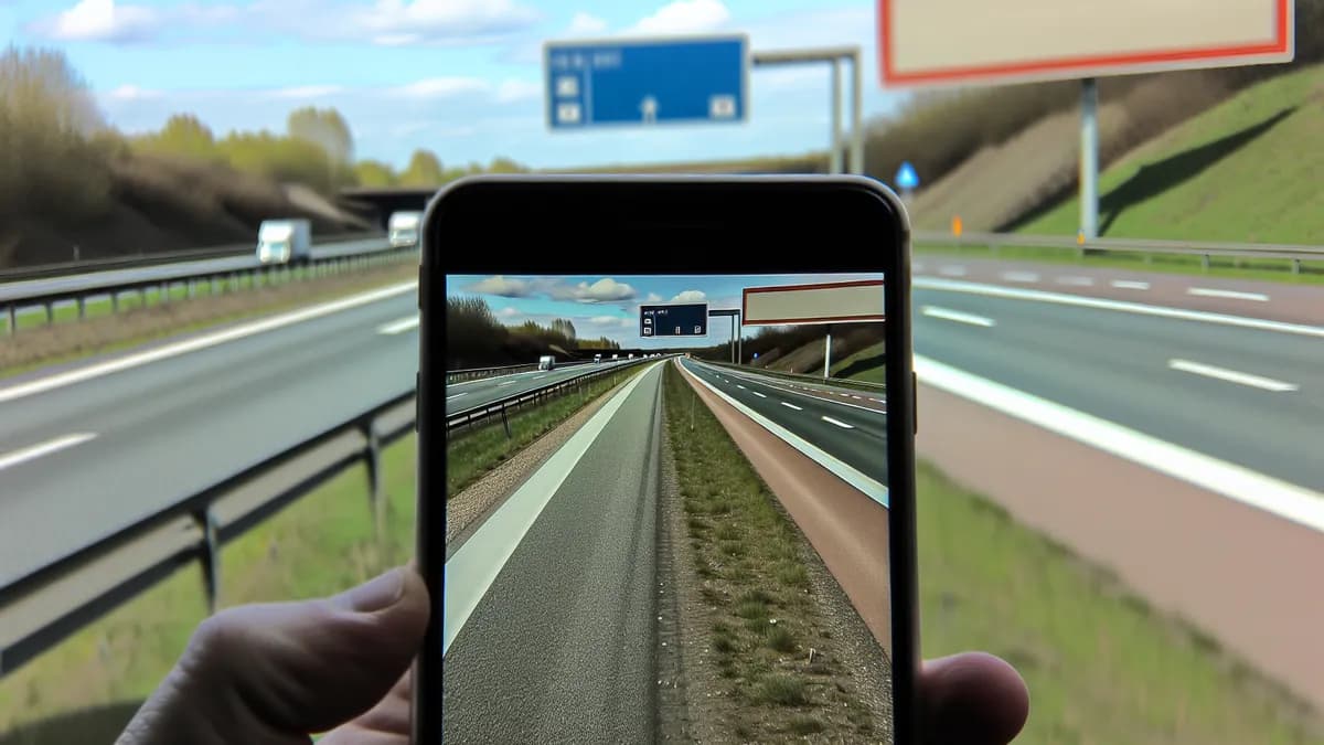 Autobahn Abstandsblitzer Messstelle Abstandsblitzer A1 bei Bramsche auf der A1
