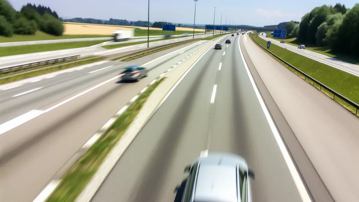 Autobahn Abstandsblitzer Messstelle Abstandsblitzer A8 bei Brunnthal-Hofolding auf der A8, München - Salzburg