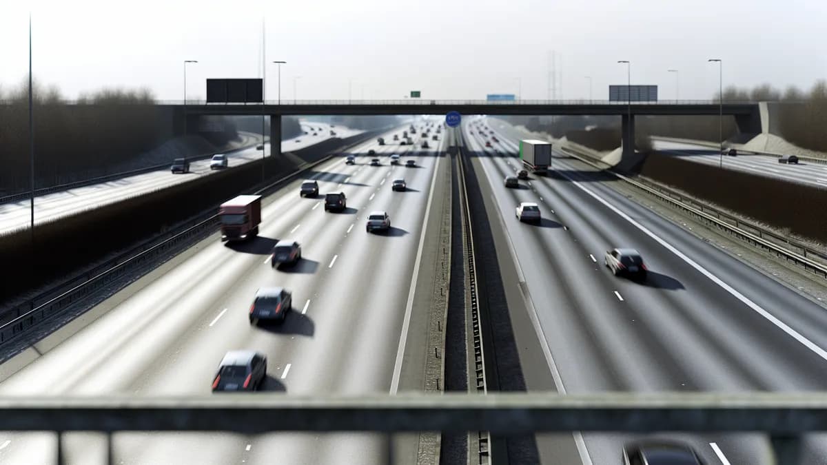 Autobahn Abstandsblitzer Messstelle Abstandsblitzer A7 Dietmannsried, Ri. Kassel auf der A7, Fahrtrichtung Kassel