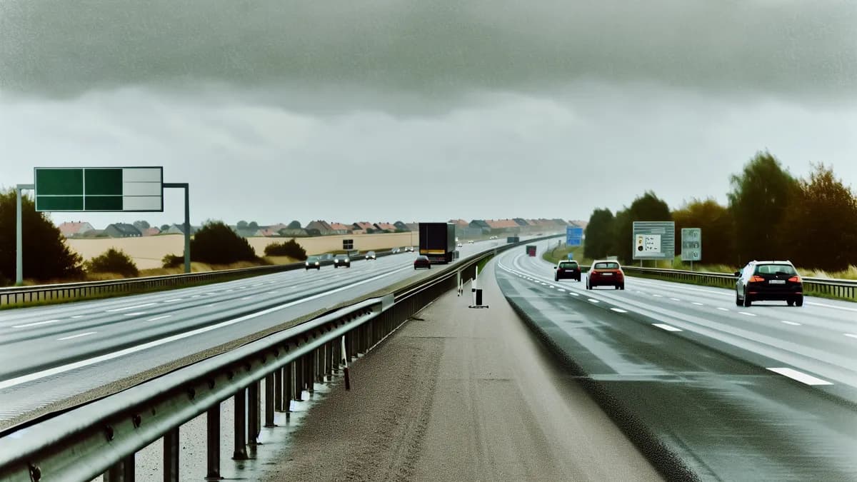 Autobahn Abstandsblitzer Messstelle Abstandsblitzer A57 bei Dormagen, km 94.100, Richtung Köln auf der A57