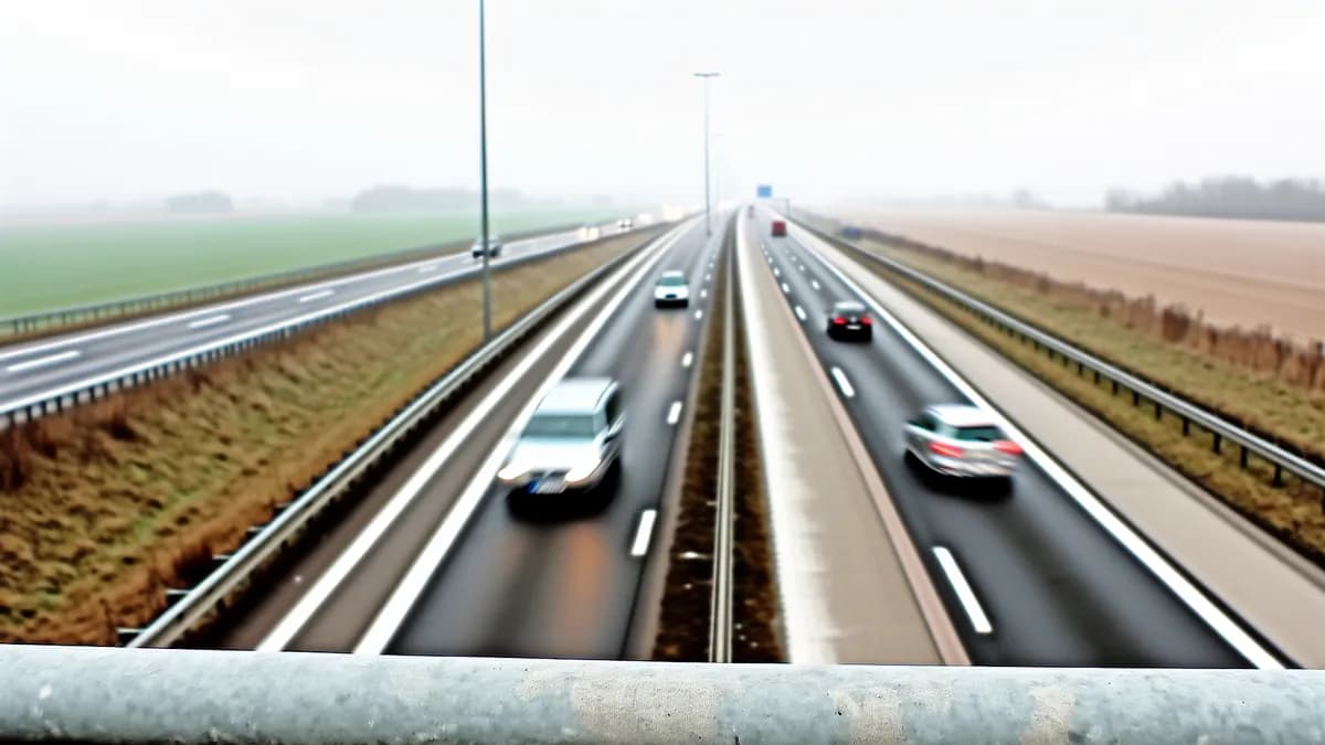 Autobahn Abstandsblitzer Messstelle Abstandsblitzer A43 bei Dülmen, Richtung Münster auf der A43