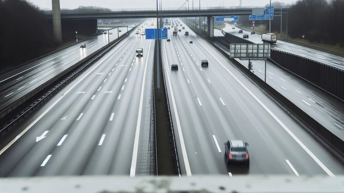 Autobahn Abstandsblitzer Messstelle Abstandsblitzer A5 bei Efringen-Kirchen (km 799.5) auf der A5, Fahrtrichtung Karlsruhe