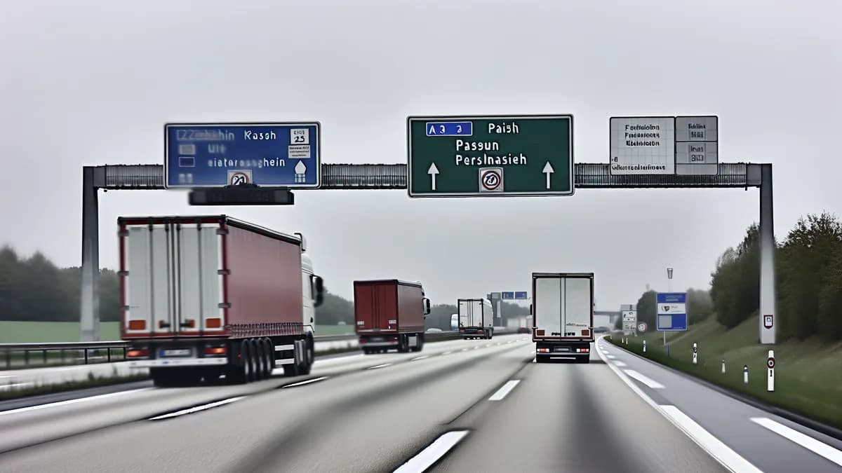 Autobahn Abstandsblitzer Messstelle Abstandsblitzer A3 Erlangen Richtung Passau bei km 1.485 auf der A3, Fahrtrichtung Passau