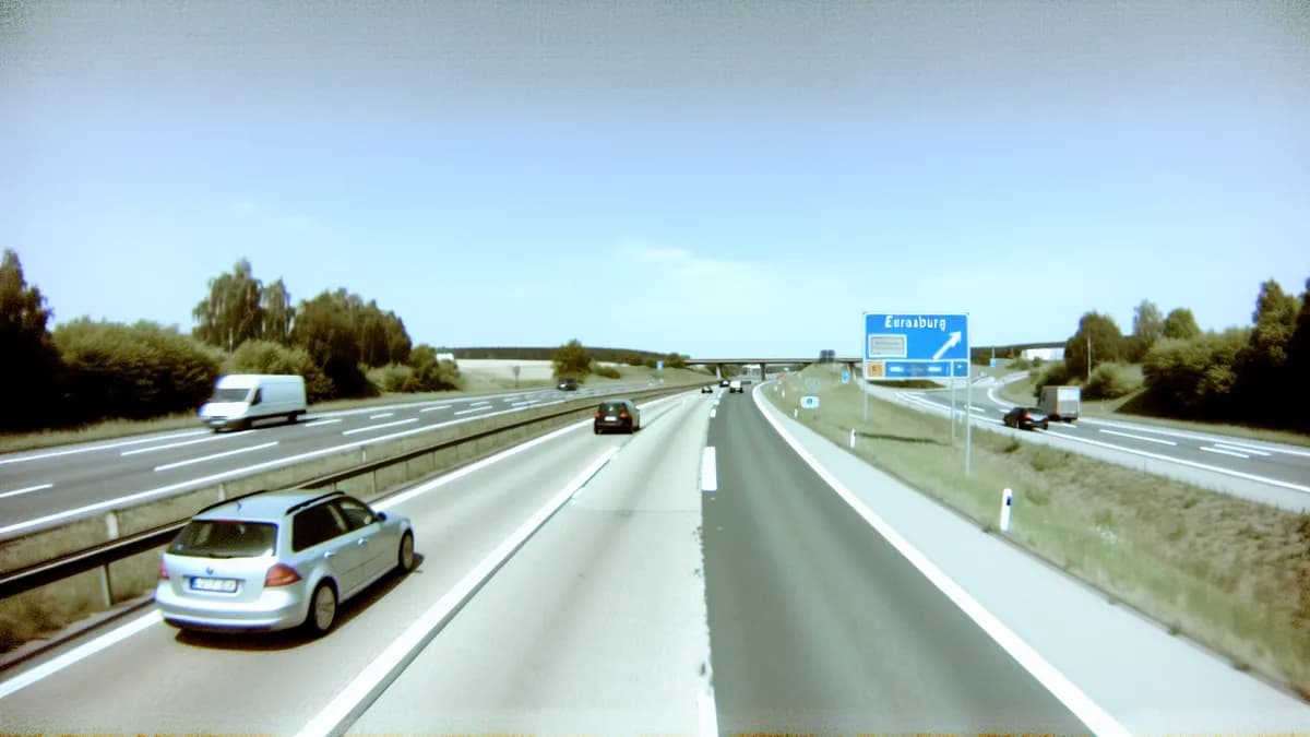 Autobahn Abstandsblitzer Messstelle Abstandsblitzer A8 bei Eurasburg in Fahrtrichtung München auf der A 8