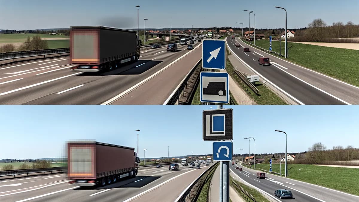 Autobahn Abstandsblitzer Messstelle Abstandsblitzer A2 bei Lehrte (Hannover) auf der A2 - Fahrtrichtung Berlin