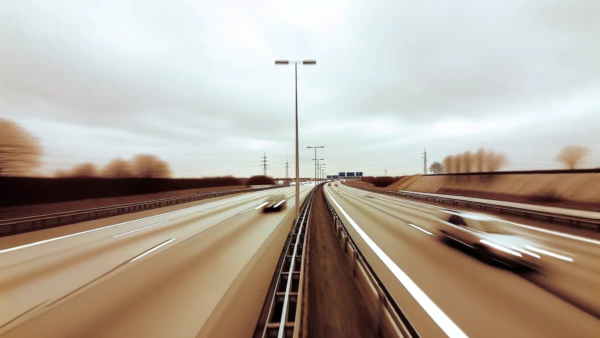 Autobahn Abstandsblitzer Messstelle Abstandsblitzer A2 bei Gladbeck, km 459.839 auf der A2, Fahrtrichtung Oberhausen