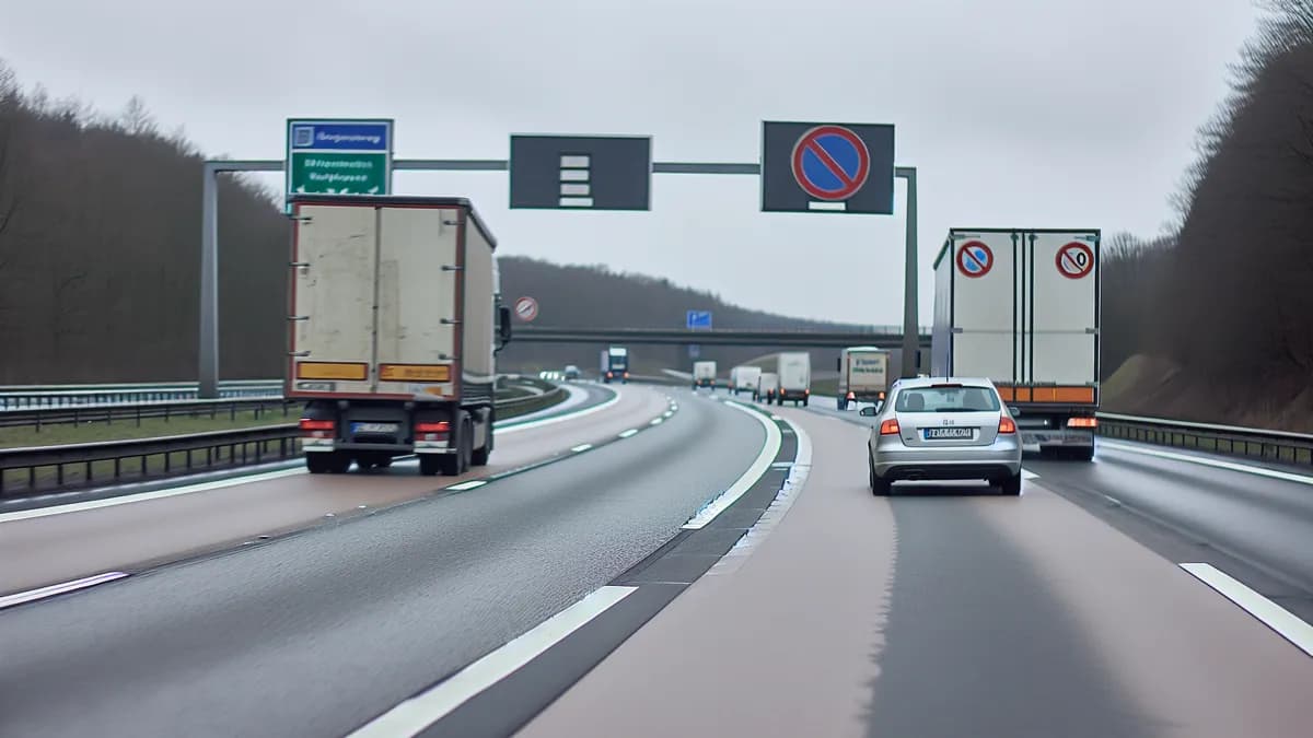 Autobahn Abstandsblitzer Messstelle Abstandsblitzer A7 bei Harsum-Asel (Kassel) auf der A7, Fahrtrichtung Kassel