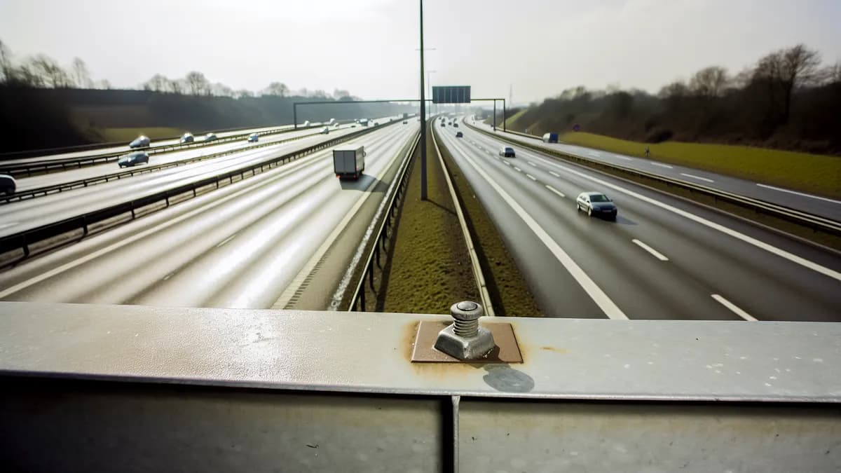 Autobahn Abstandsblitzer Messstelle Abstandsblitzer A6 Ketsch (Brückenblitzer) auf der A6, Fahrtrichtung Mannheim