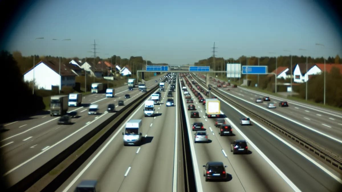 Autobahn Abstandsblitzer Messstelle Abstandsblitzer A96 bei Mindelheim, Fahrtrichtung Lindau auf der A96 Richtung Lindau