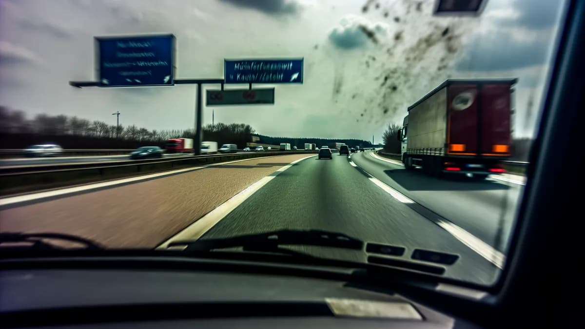 Autobahn Abstandsblitzer Messstelle Abstandsblitzer A5 bei Mörfelden-Walldorf, km 505.255 auf der A5, Frankfurt am Main - Darmstadt