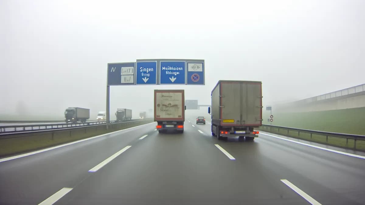 Autobahn Abstandsblitzer Messstelle Abstandsblitzer A81 bei Mühlhausen-Ehingen auf der A81 in Fahrtrichtung Singen