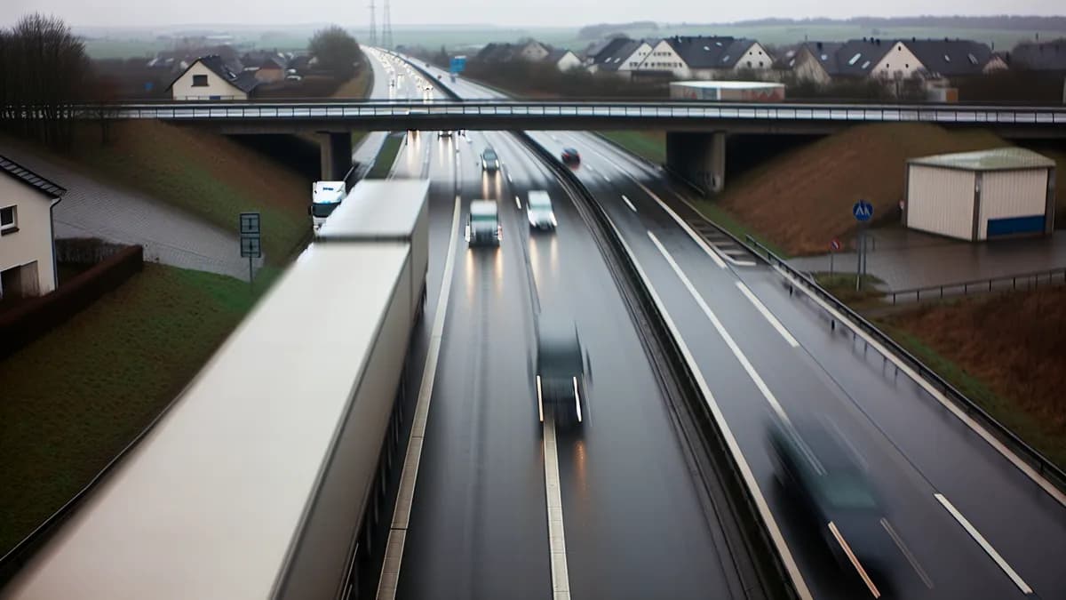 Autobahn Abstandsblitzer Messstelle Abstandsblitzer A 52 Mintarder Brücke auf der A 52
