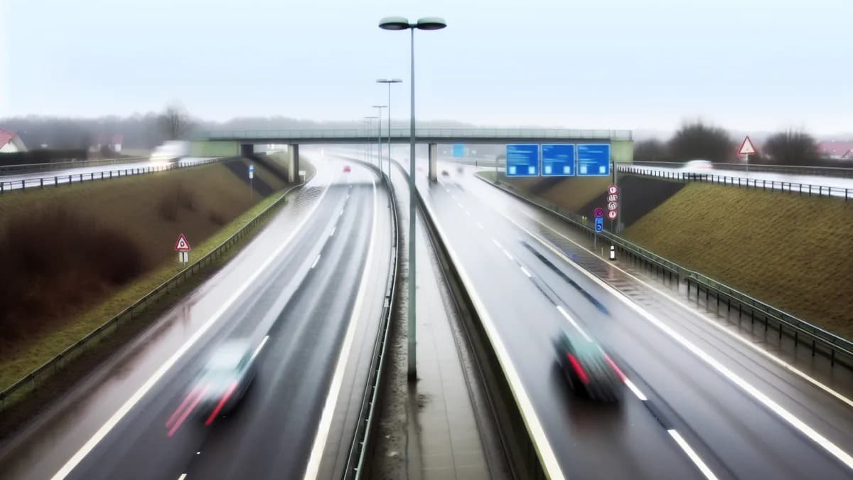 Autobahn Abstandsblitzer Messstelle Abstandsblitzer A93 bei Nabburg, Fahrtrichtung Holledau auf der A93