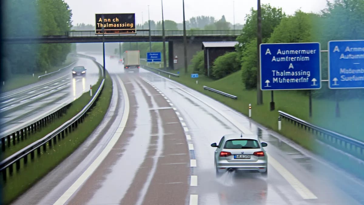 Autobahn Abstandsblitzer Messstelle Abstandsblitzer A9 bei Thalmässing auf der A9, Richtung München