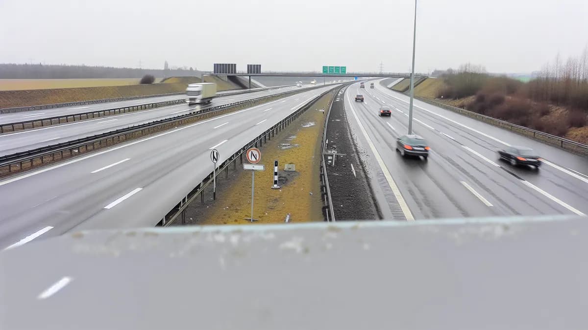 Autobahn Abstandsblitzer Messstelle Abstandsblitzer A59 Troisdorf, km 18.750, Fahrtrichtung Köln auf der A59