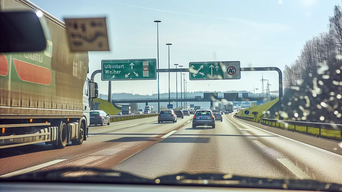 Autobahn Abstandsblitzer Messstelle Abstandsblitzer A5 bei Ubstadt-Weiher auf der A5