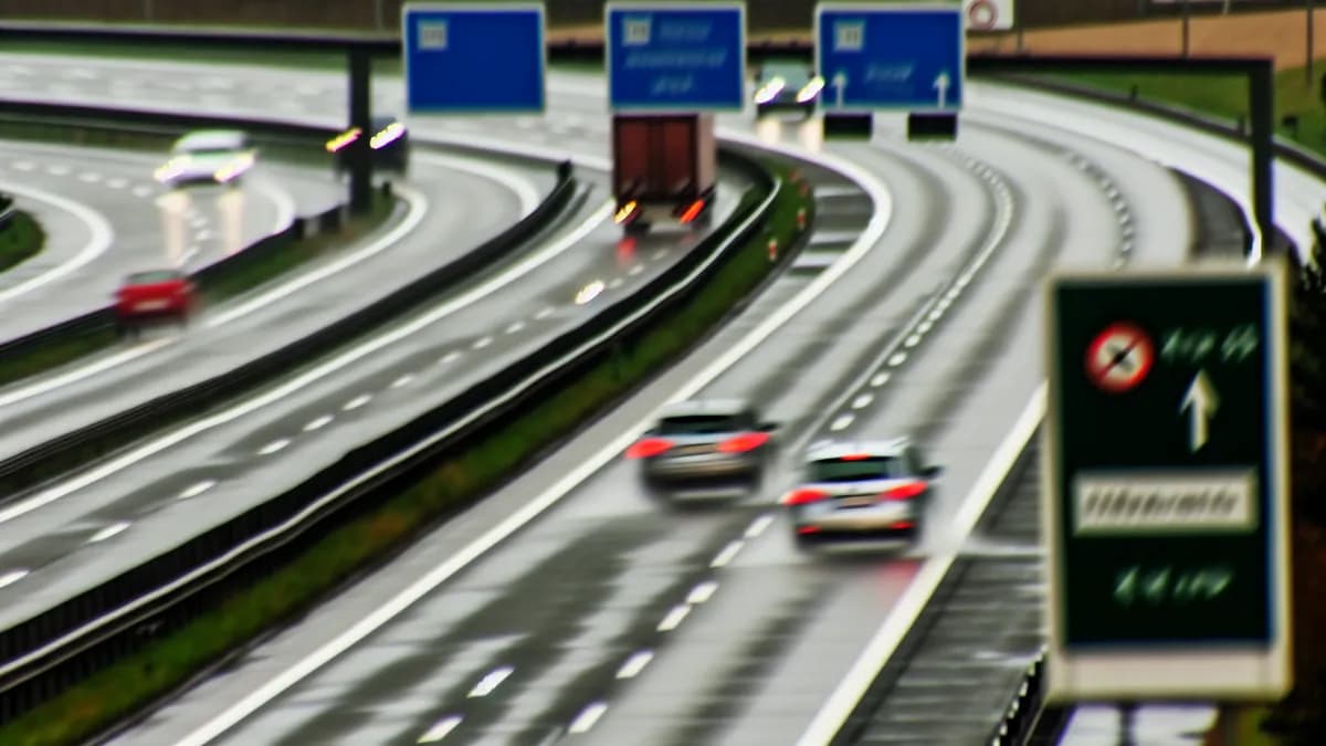 Autobahn Abstandsblitzer Messstelle Abstandsblitzer A7 Unterpleichfeld an der Pleichachbrücke auf der A7, Abschnitt 240