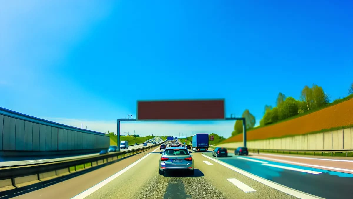 Autobahn Abstandsblitzer Messstelle Abstandsblitzer A8 bei Weilheim u.T. (km 169.5) auf der A8, Fahrtrichtung Karlsruhe