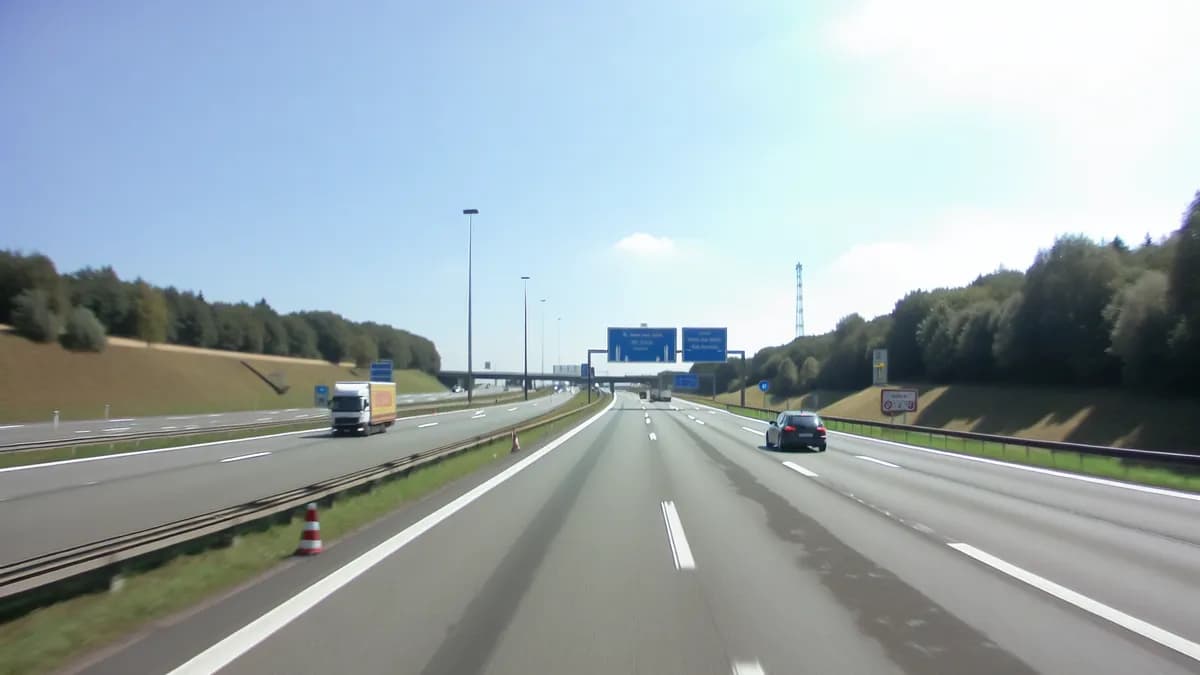 Autobahn Abstandsblitzer Messstelle Abstandsblitzer A3 bei Wiesbaden, km 150,9 FR Frankfurt auf der A3, Fahrtrichtung Frankfurt am Main